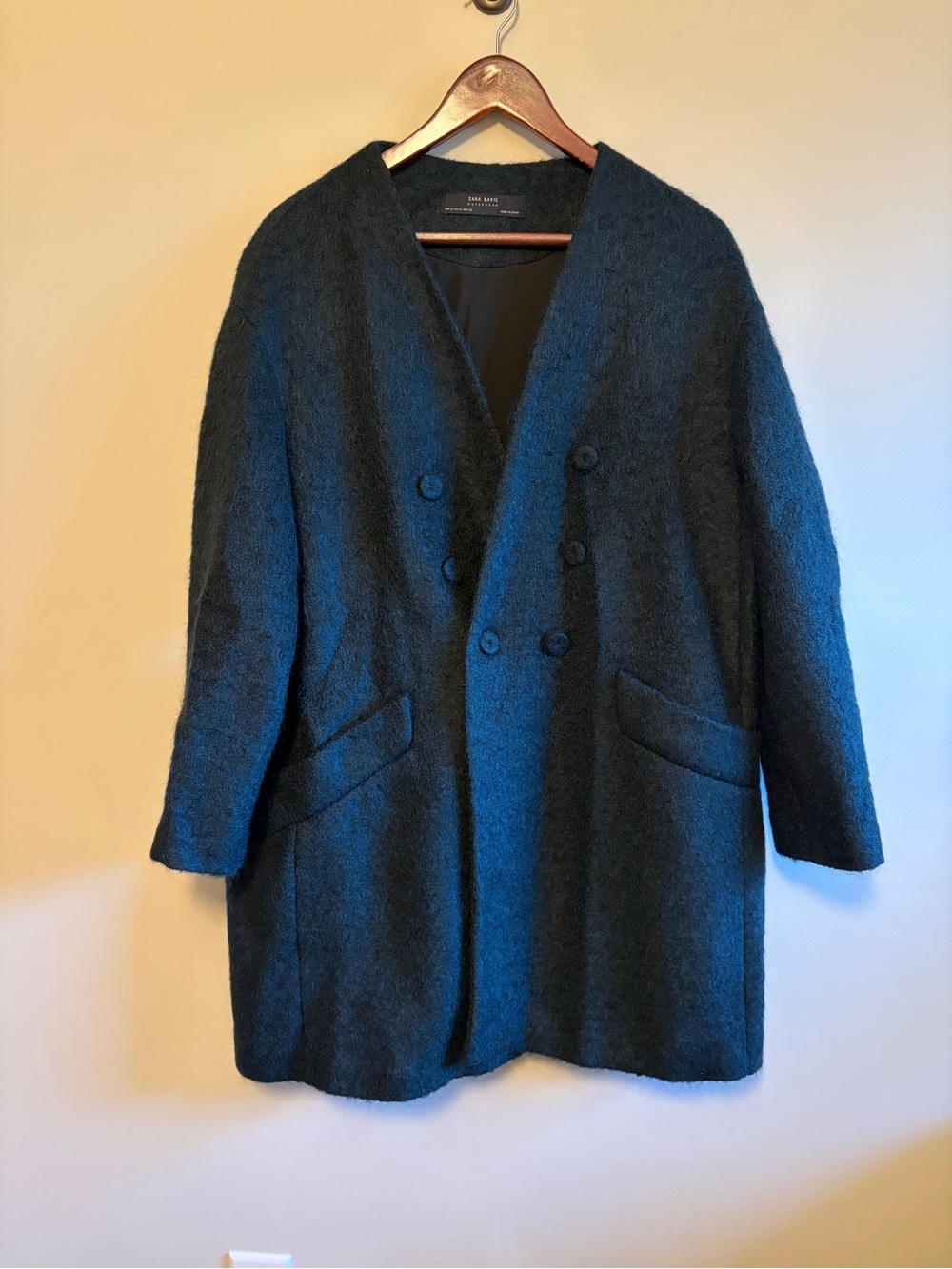 Zara Dark Green Double-Breasted Coat